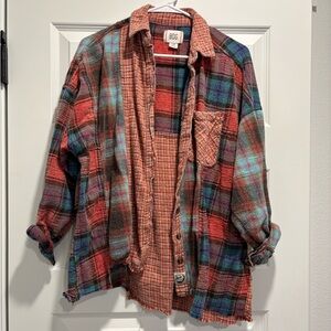 BDG Colorful Plaid Shirt with Red and Blue